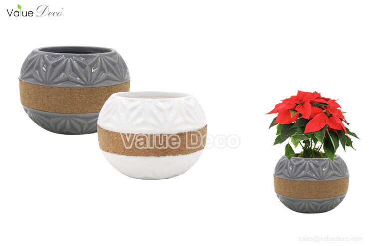 (DM0103) Round Ceramic Pot with Cork Band