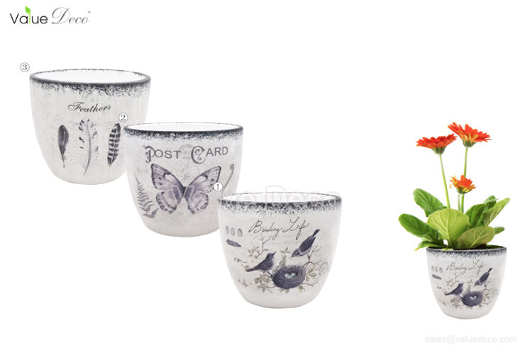 (TC0117) Spring Ceramic Pot with Rusty Finishing