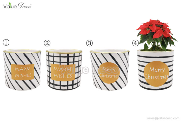 (DM0132) Seamless pattern with gold foil christmas ceramic pots