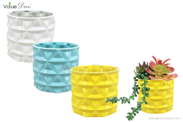 DMV02869 (Geometric Pattern Dolomite Flower Pot)