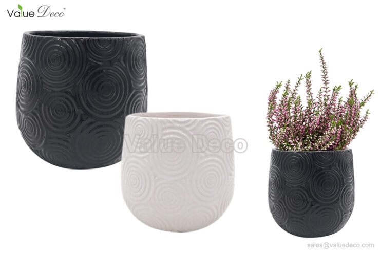 DMV03053 (Circle Embossed Design Ceramic Pot)