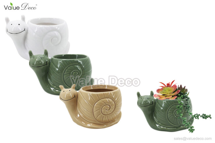 DMV03079 (Snail Design Ceramic Flower Pot)