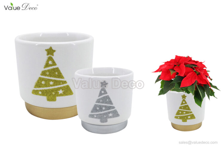 DMV03313 (Glitter Xmas Tree Dolomite Pot)