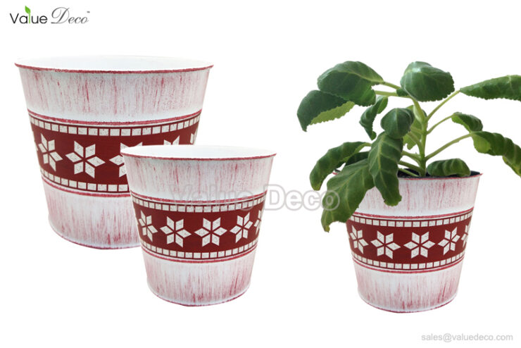 ZCV00875 (Xmas Zinc Pot With Band Design)