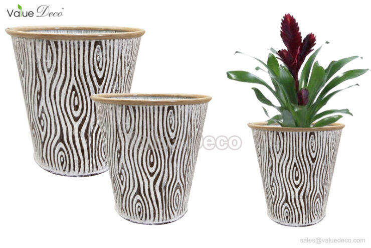 ZCV00894 (Wood Grain Design Zinc Planter)